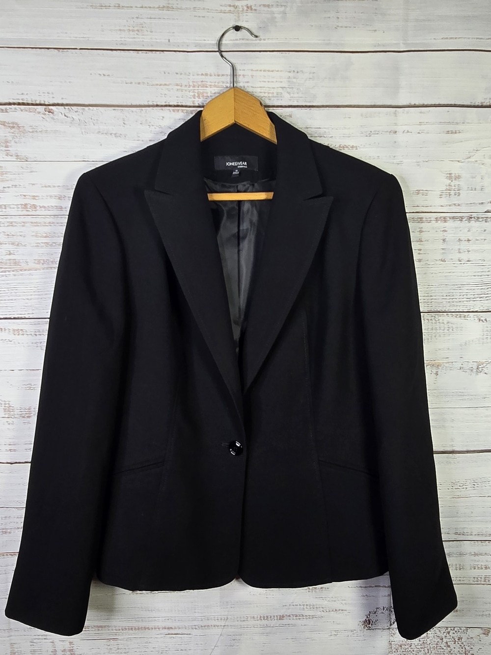Jones Wear Essentials Black One Button Blazer Jacket Women’s Size 14